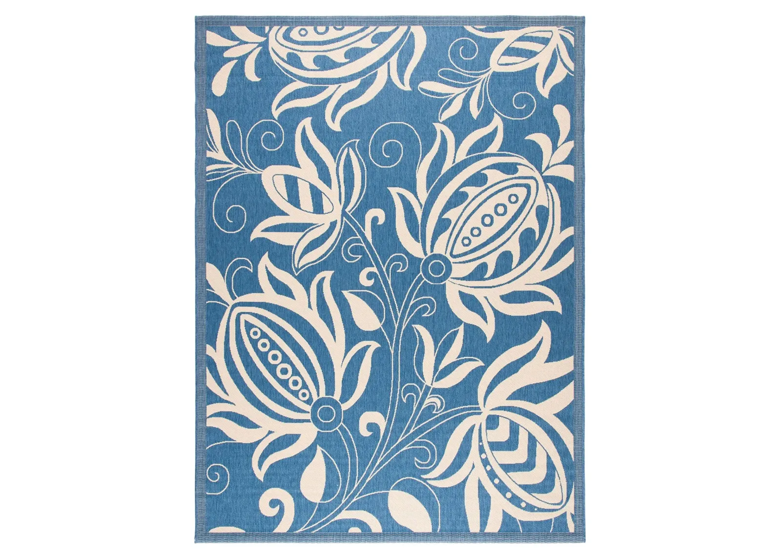 Courtyard Patterned Indoor/Outdoor Area Rug in Blue & Natural by Safavieh