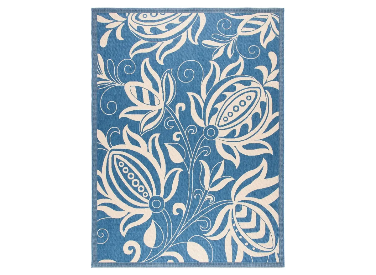 Courtyard Patterned Indoor/Outdoor Area Rug in Blue & Natural by Safavieh