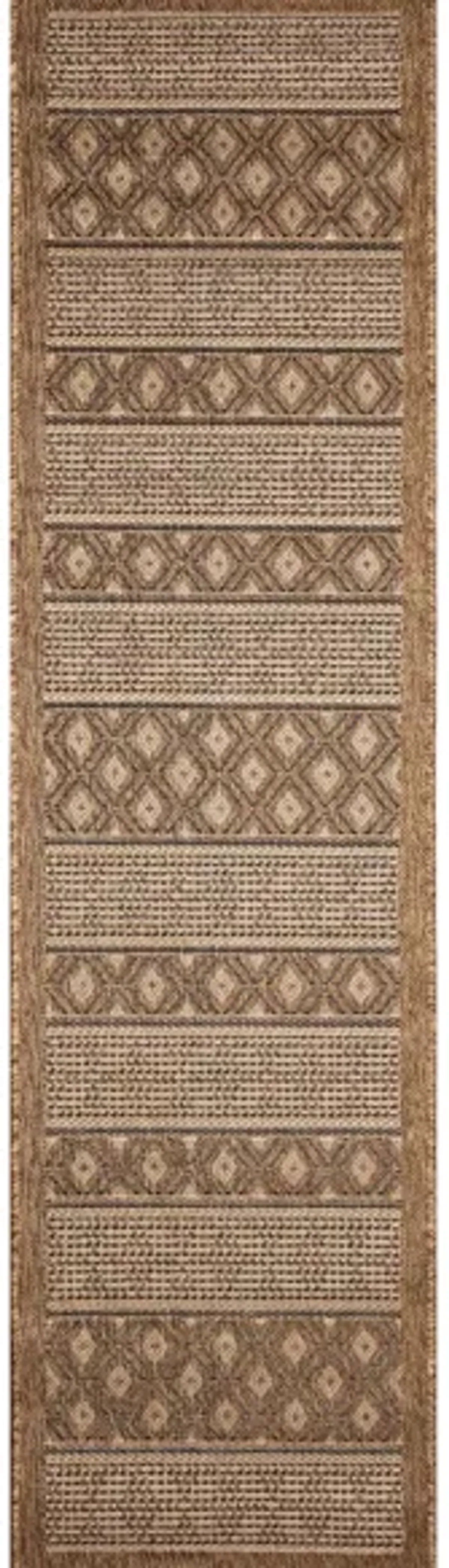 Monterey Tribal Stripe Indoor/Outdoor Rug in Brown by Trans-Ocean Import Co Inc