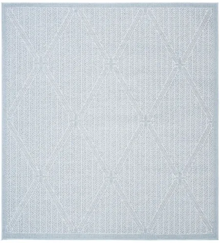 Bermuda Wide Diamond Indoor/Outdoor Square Area Rug in Light Blue & Ivory by Safavieh
