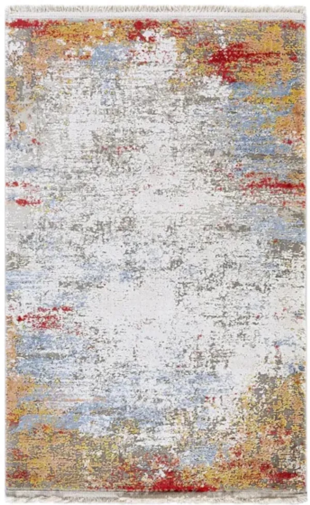 Solaris Autumn Rug in Burnt Orange, Bright Yellow, Bright Red, Sky Blue, White, Taupe, Medium Gray by Surya