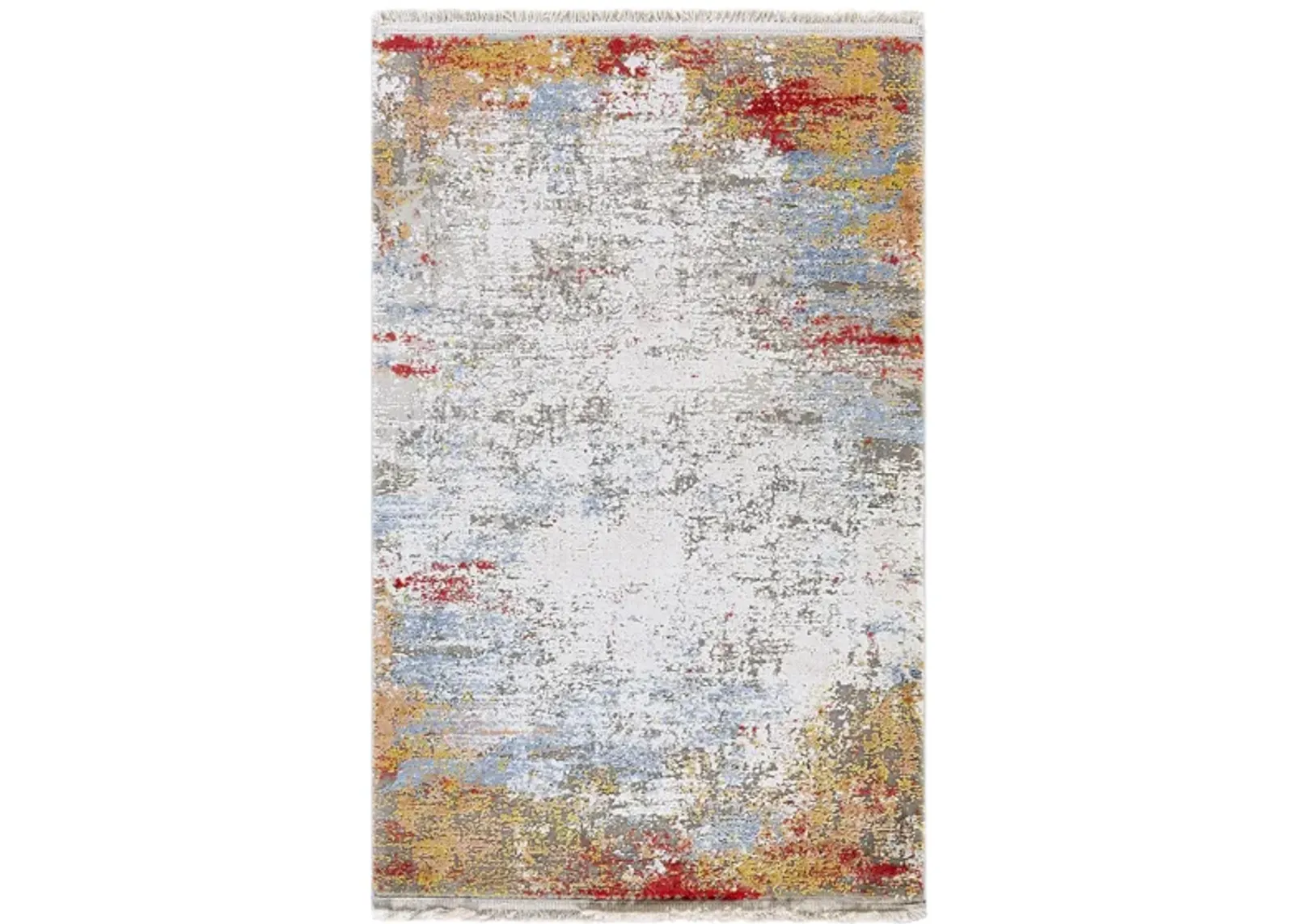 Solaris Autumn Rug in Burnt Orange, Bright Yellow, Bright Red, Sky Blue, White, Taupe, Medium Gray by Surya