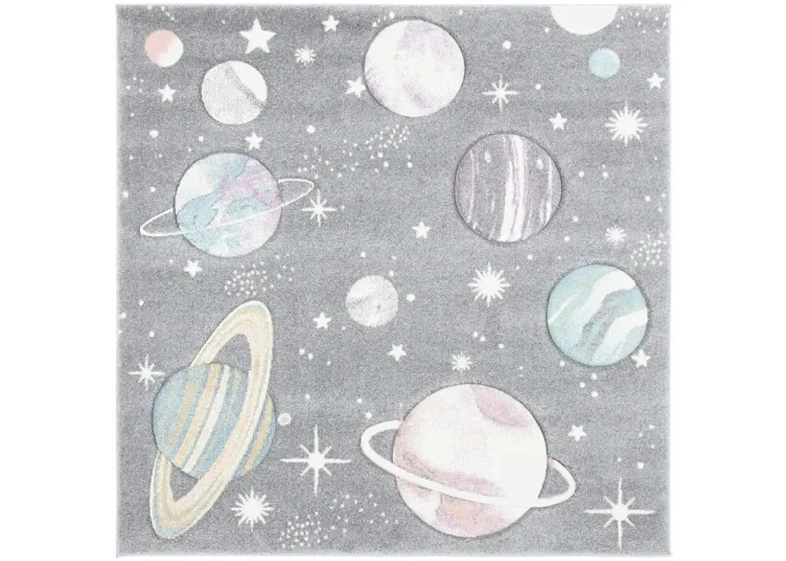 Carousel Planets Kids Area Rug in Gray & Lavender by Safavieh