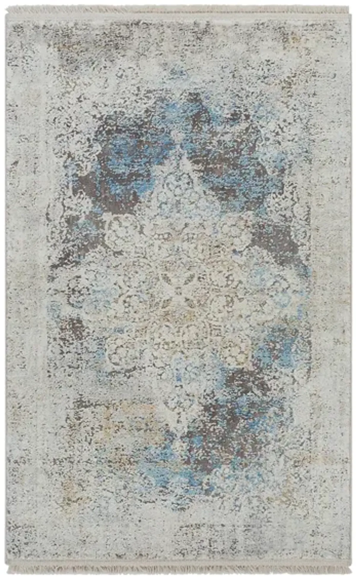 Solaris Topaz Rug in Sky Blue, Dark Blue, Taupe, Medium Gray, Light Gray, White, Bright Yellow by Surya