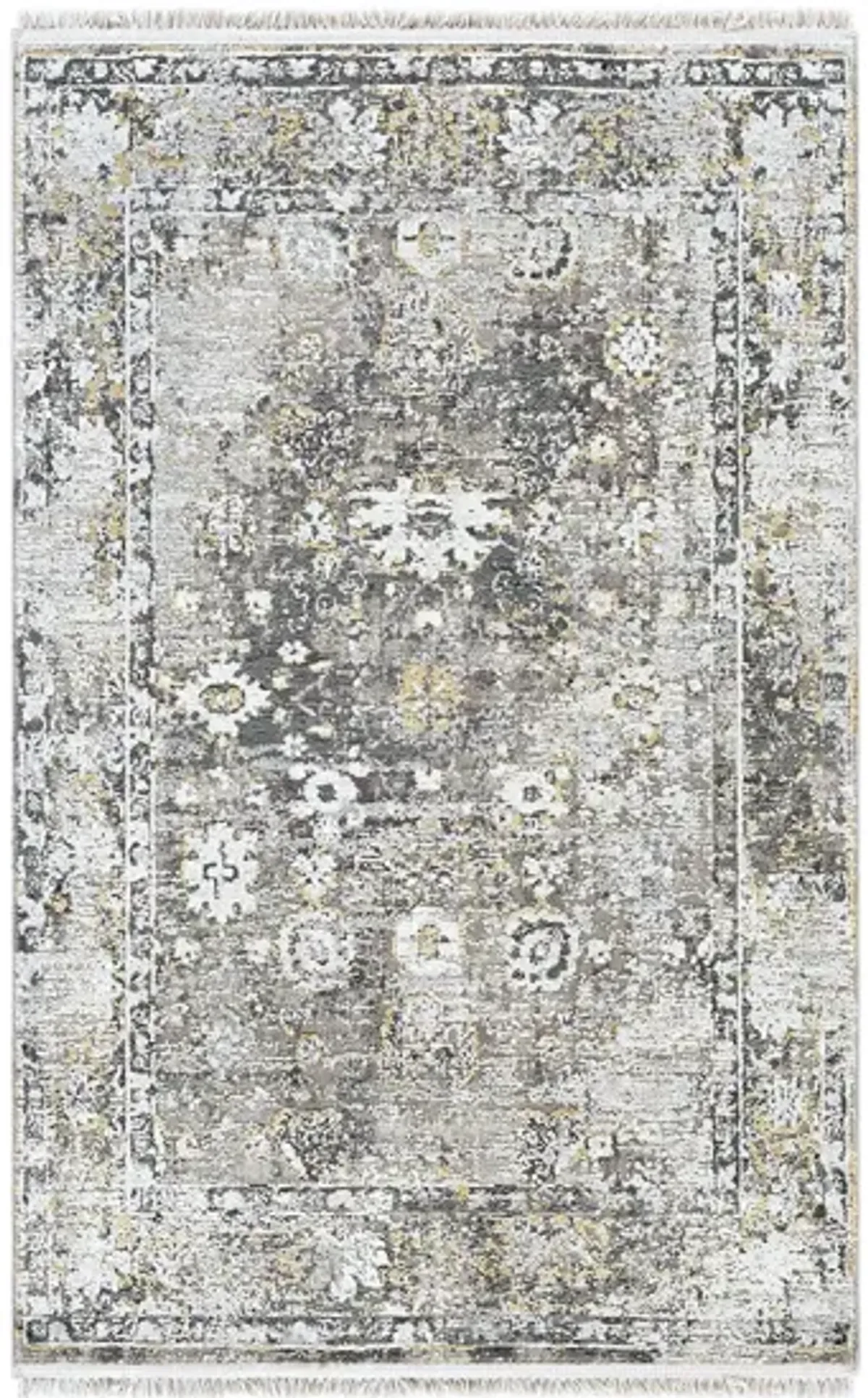 Solaris Desert Rose Rug in Charcoal, Taupe, Medium Gray, Bright Yellow, White, Light Gray by Surya