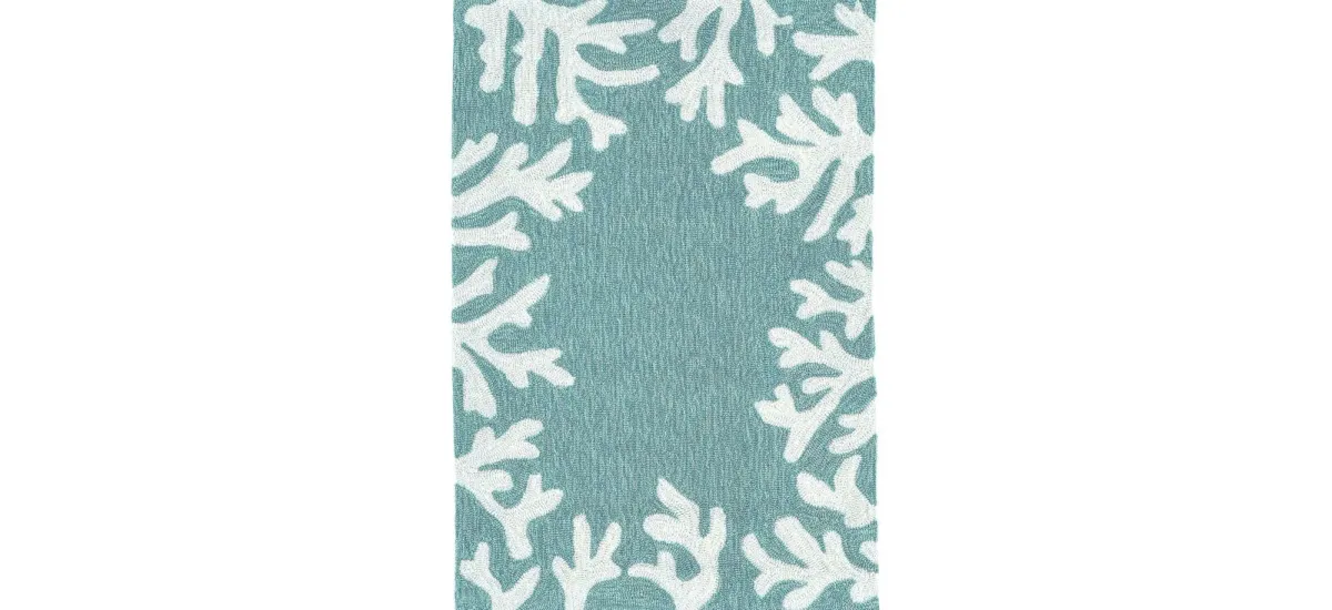 Coral Indoor/Outdoor Area Rug in Aqua by Trans-Ocean Import Co Inc