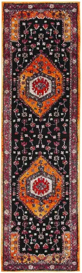 Hamadan Orange Runner Rug in Orange & Black by Safavieh