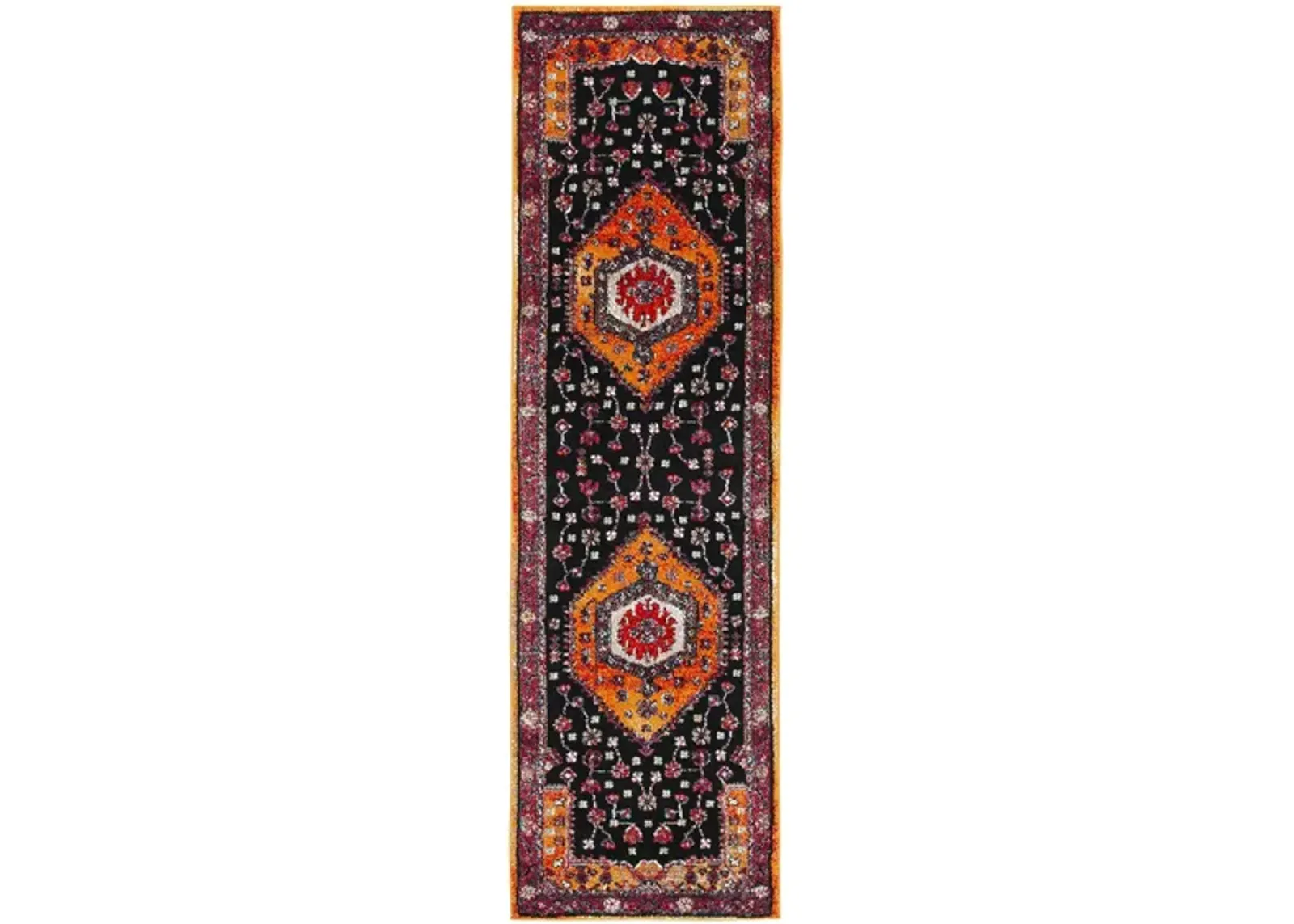 Hamadan Orange Runner Rug in Orange & Black by Safavieh