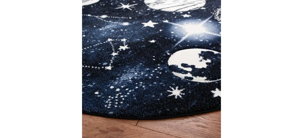 Carousel Outerspace Kids Area Rug Round