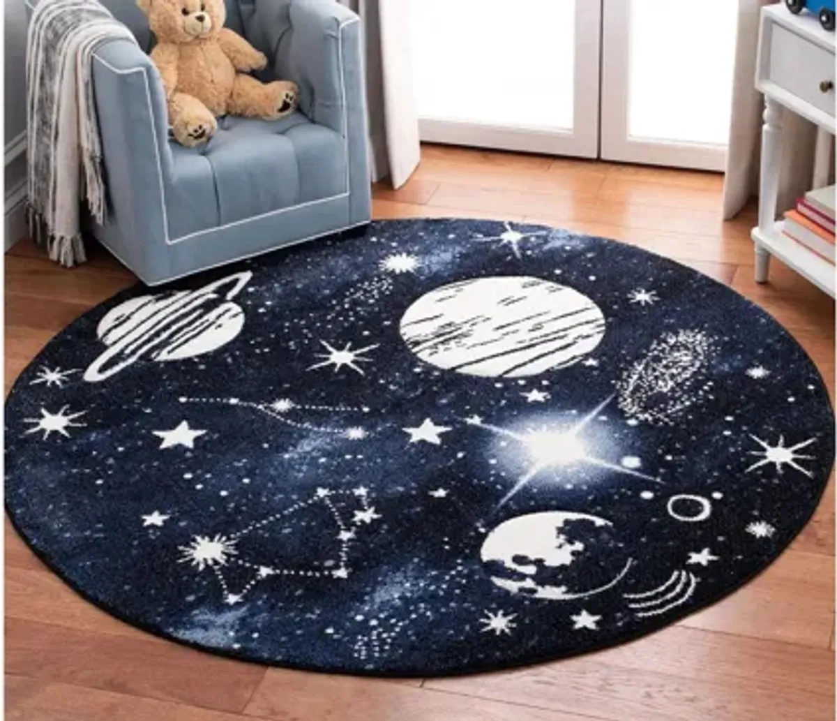 Carousel Outerspace Kids Area Rug Round