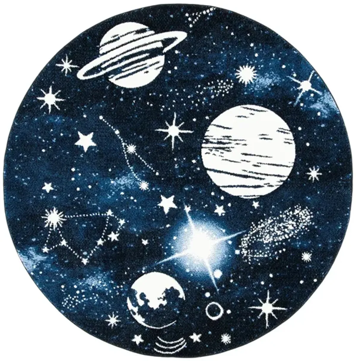 Carousel Outerspace Kids Area Rug Round