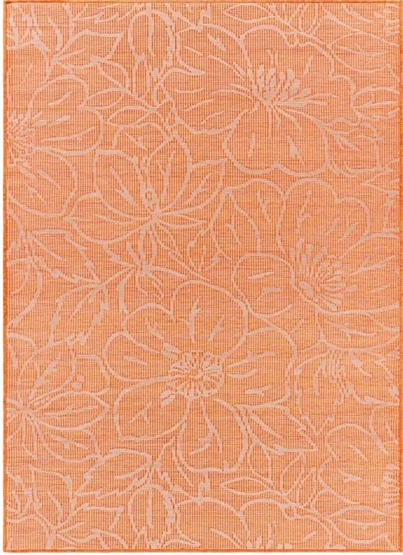 Pasadena Floral Indoor/Outdoor Area Rug in Orange by Surya