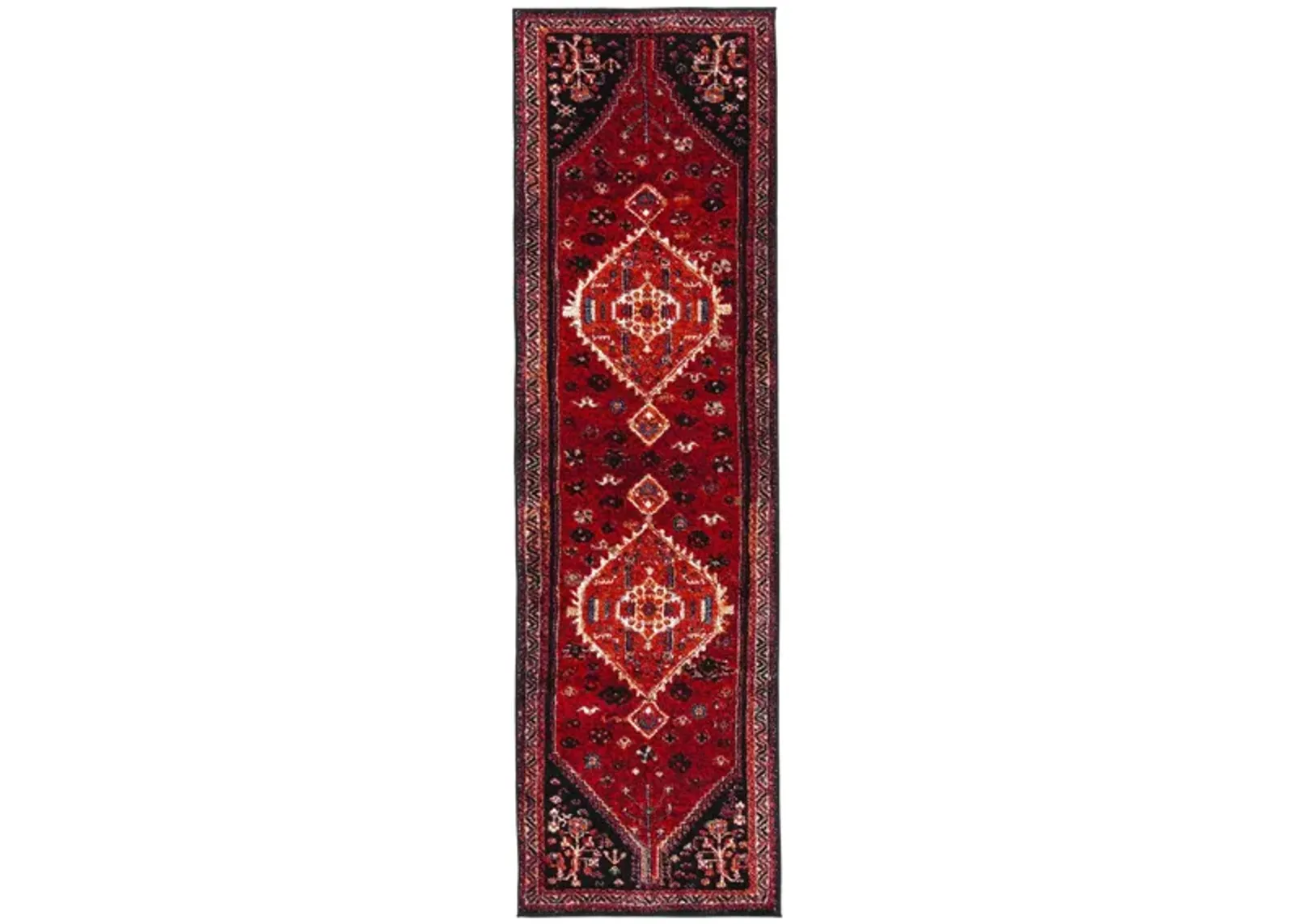 Vintage Hamadan Red Runner Rug in Red & Black by Safavieh