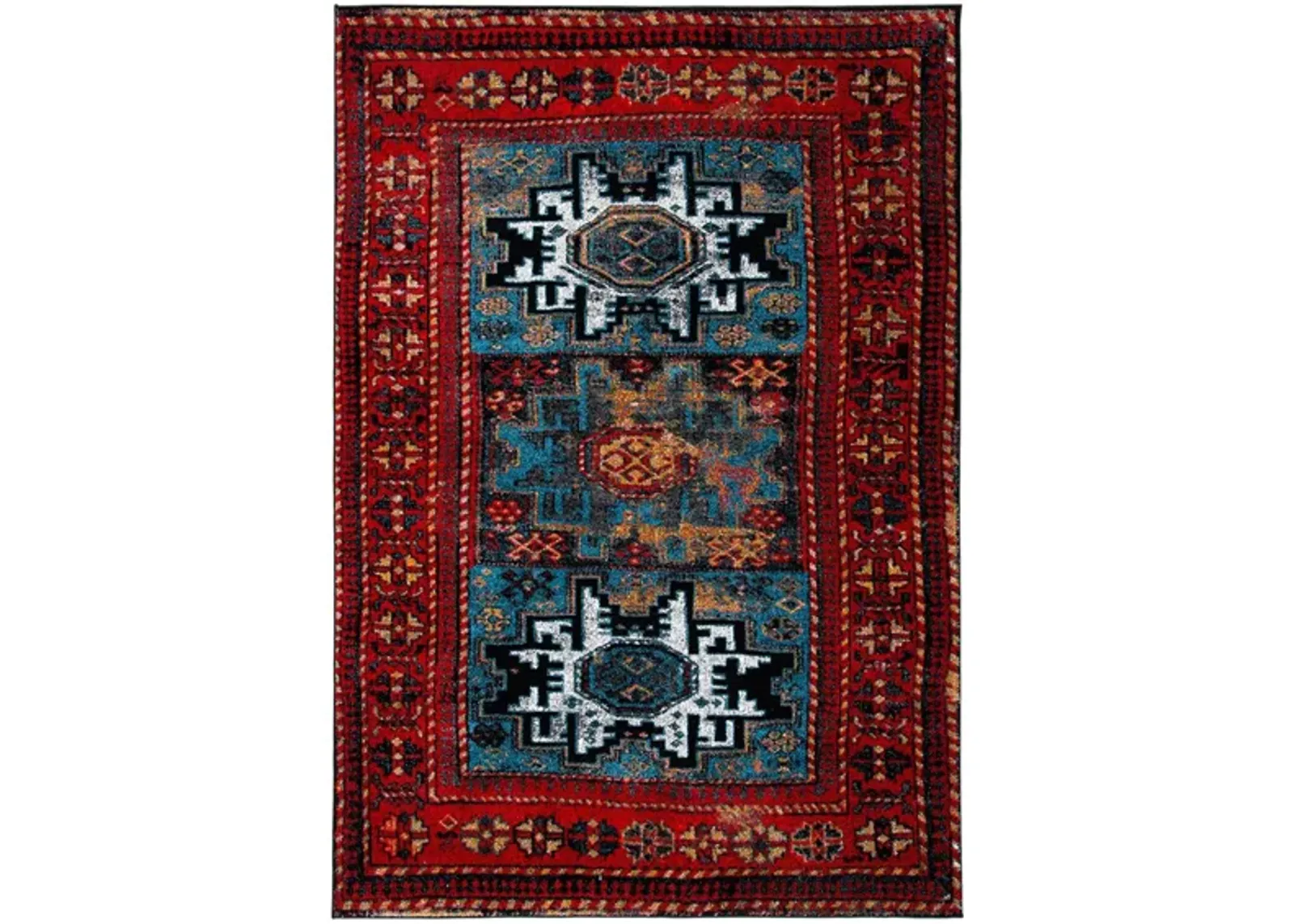 Zagros Red Area Rug in Red & Light Blue by Safavieh