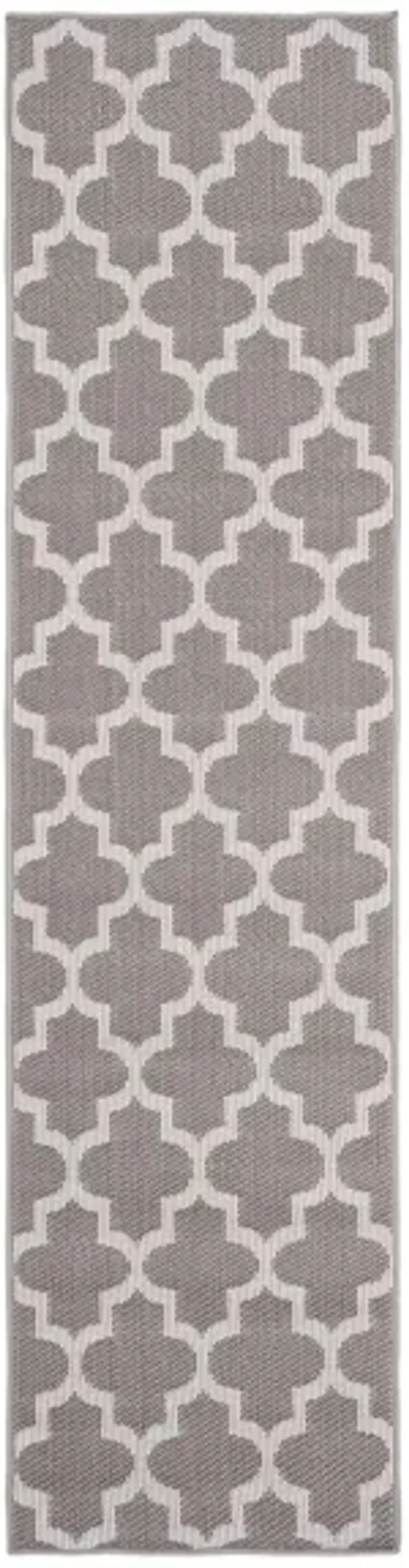 Bermuda Trellis Indoor/Outdoor Runner Rug in Gray & Ivory by Safavieh