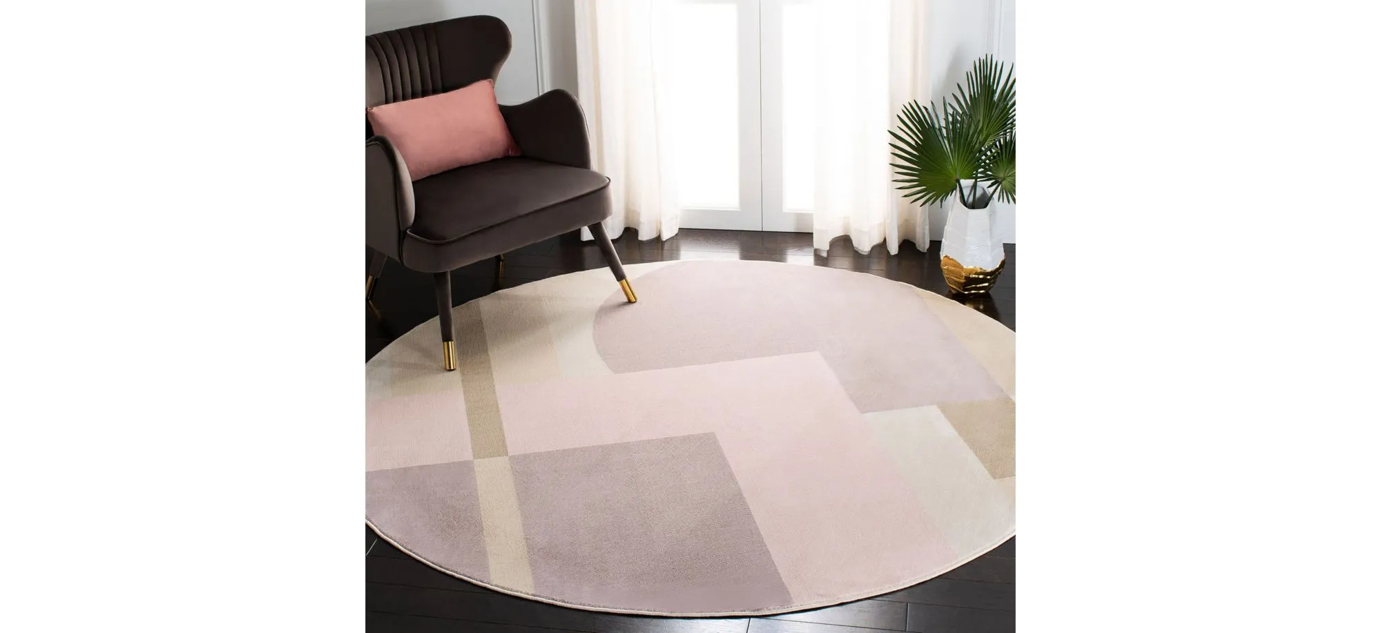 Ordena Round Area Rug in Pink/Purple by Safavieh