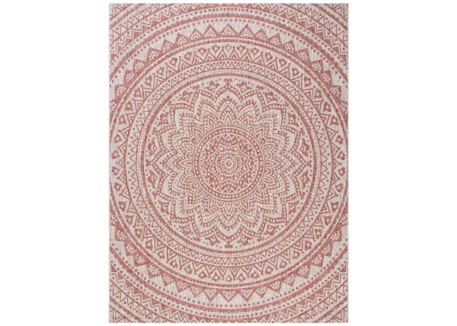 Courtyard Mandala Indoor/Outdoor Area Rug in Light Beige & Terracotta by Safavieh