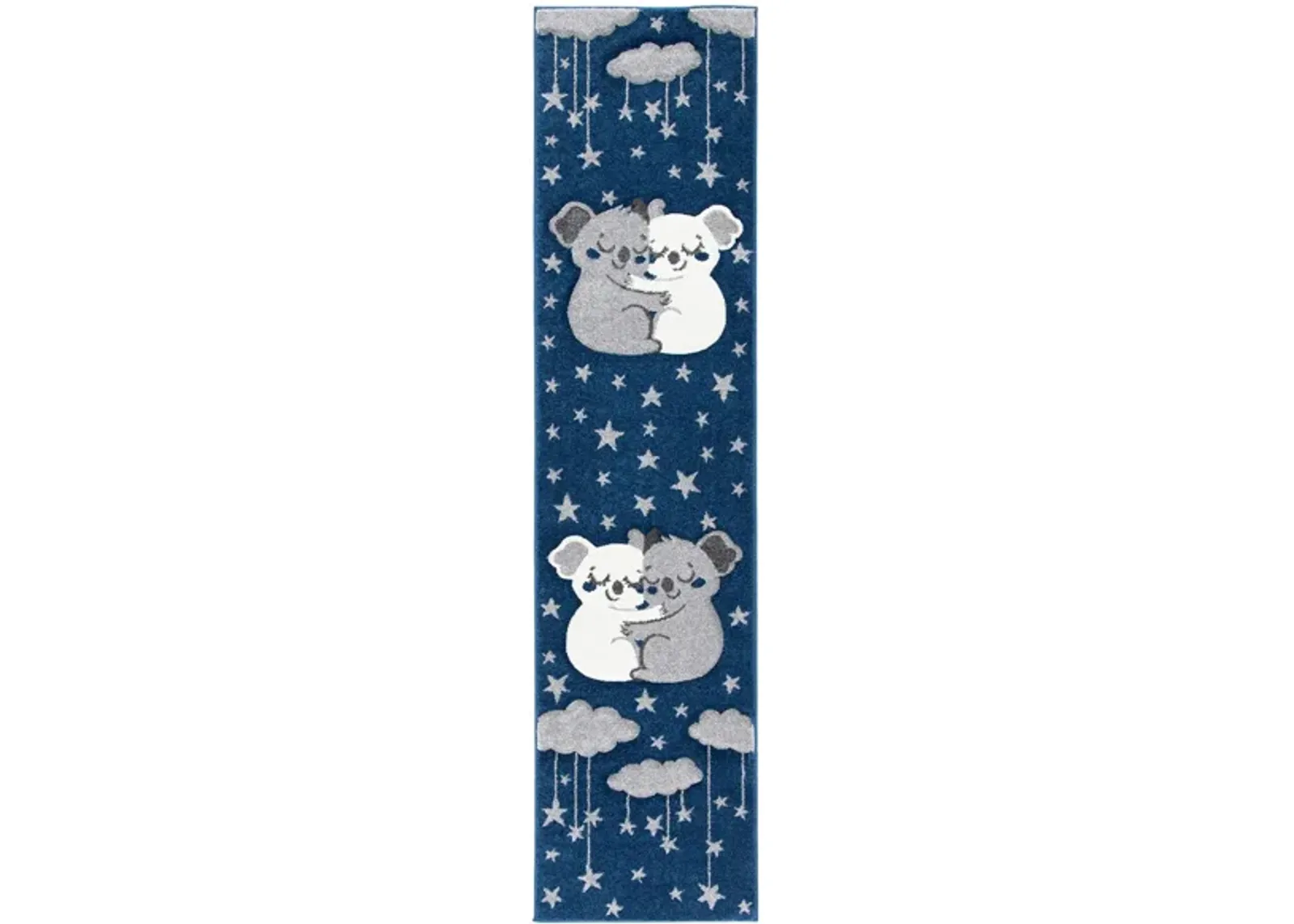 Carousel Koala Kids Runner Rug in Navy & Gray by Safavieh