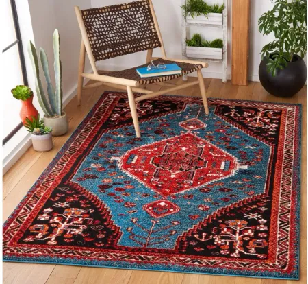 Vintage Hamadan Turquoise Area Rug in Turquoise & Red by Safavieh