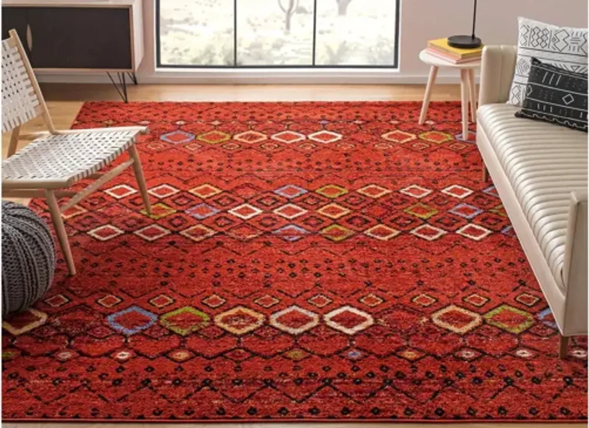 Halen Red Area Rug Square