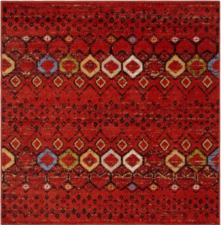 Halen Red Area Rug Square in Terracotta by Safavieh