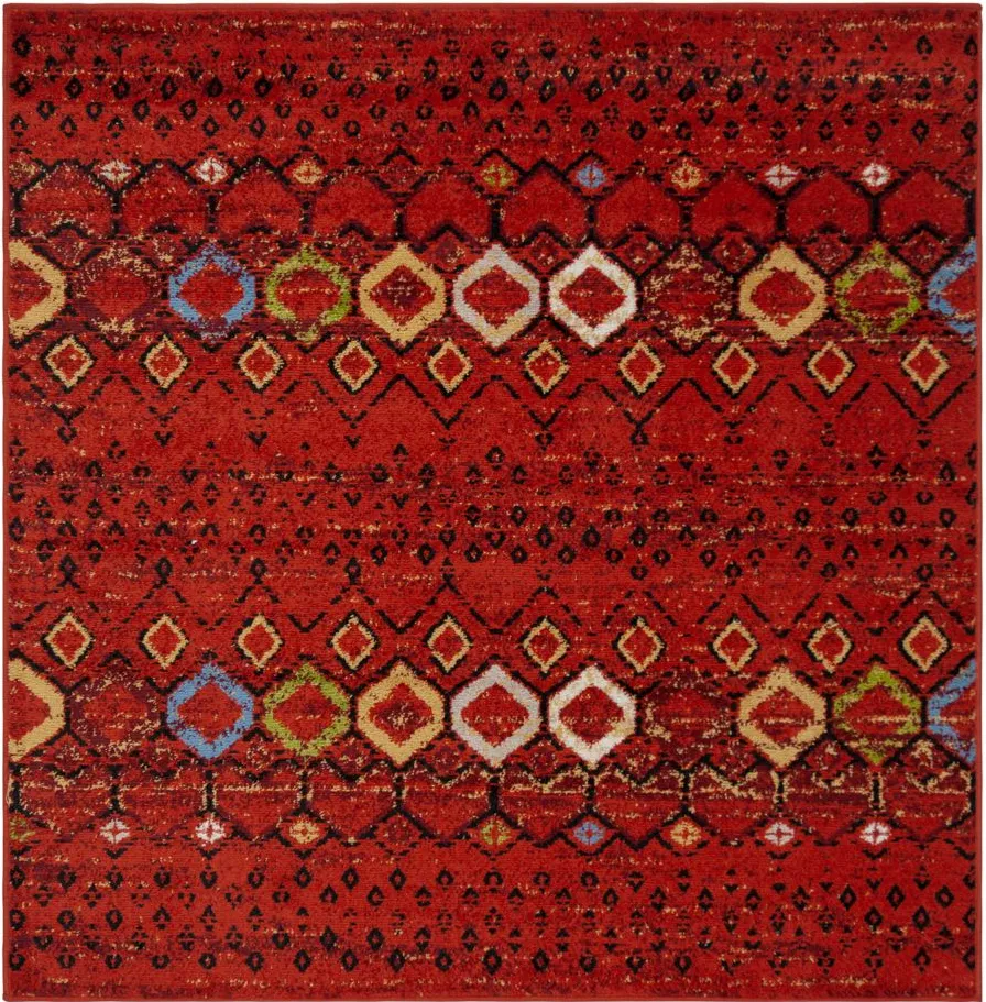 Halen Red Area Rug Square in Terracotta by Safavieh