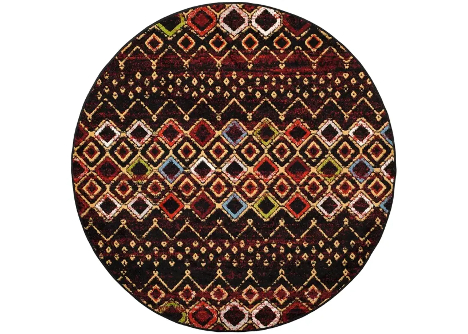 Halen Dark Area Rug Round in Black by Safavieh