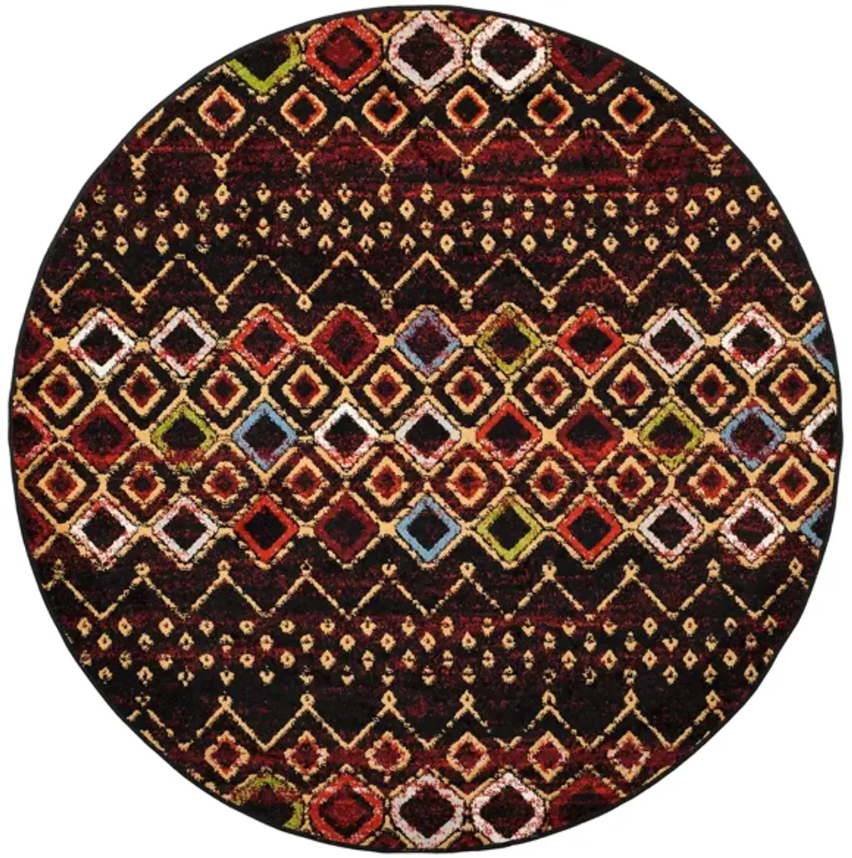 Halen Dark Area Rug Round in Black by Safavieh