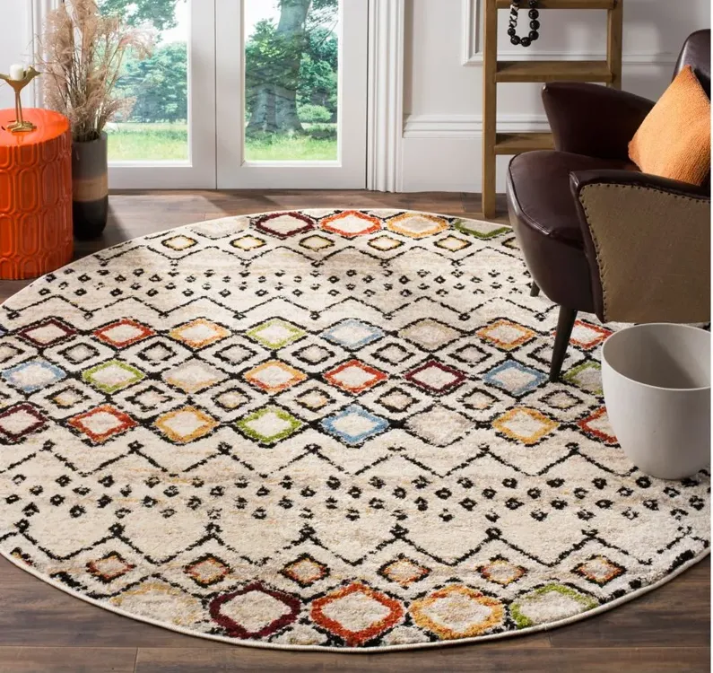 Halen Ivory Area Rug Round in Ivory by Safavieh