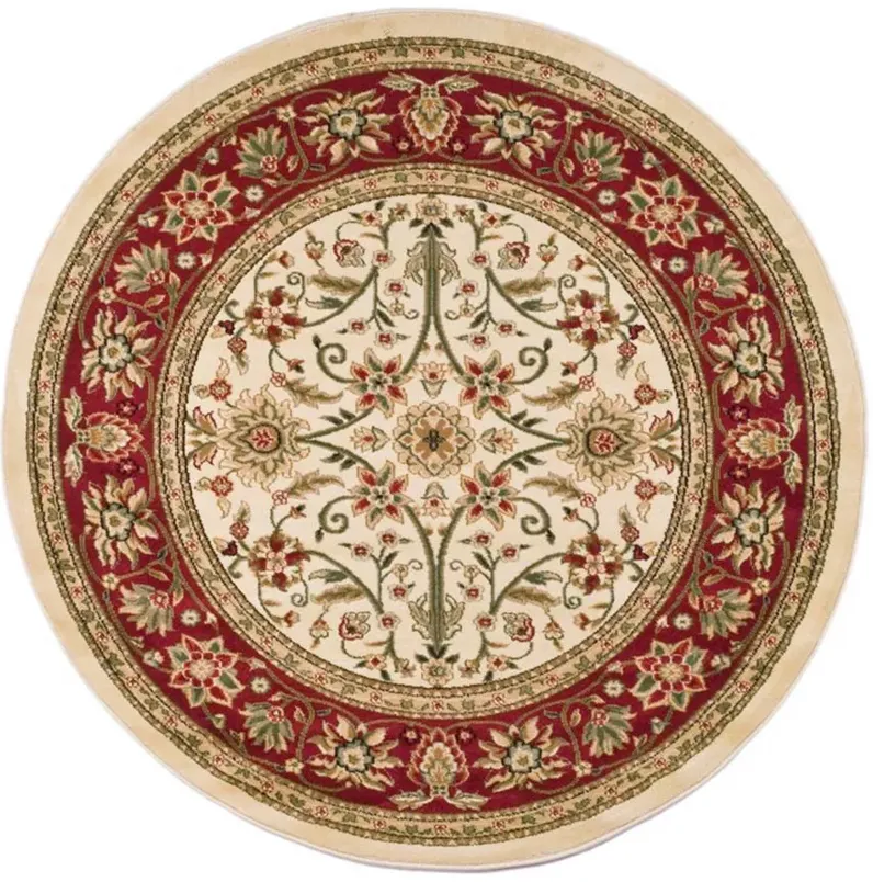 Lyndhurst Area Rug Round in Ivory / Red by Safavieh