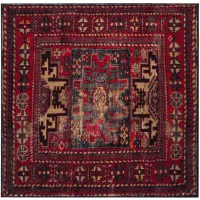 Zagros Red Area Rug Square in Red by Safavieh
