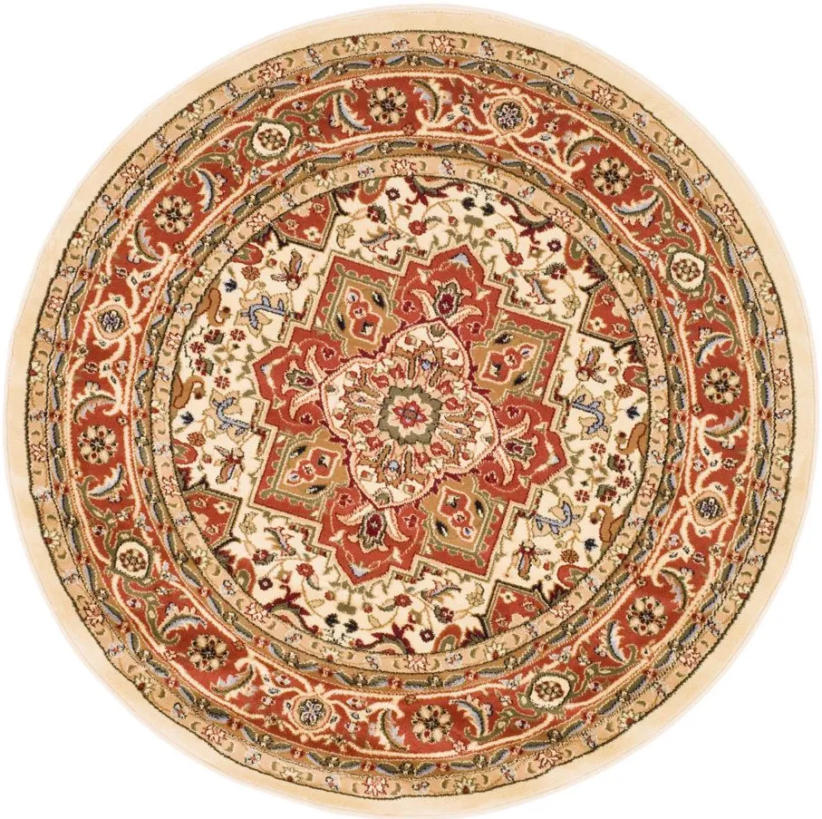 Mercia Area Rug Round in Ivory / Rust by Safavieh