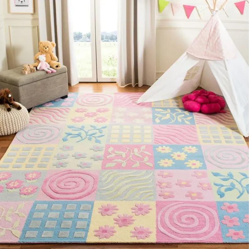 Hukka Kid's Rug in Pink/Multi by Safavieh