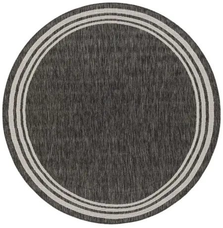Eagean Bordered Indoor/Outdoor Area Rug Oval in Charcoal, Cream by Surya