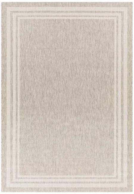 Eagean Bordered Indoor/Outdoor Area Rug Oval in Oatmeal, Gray, Light Beige, Taupe by Surya