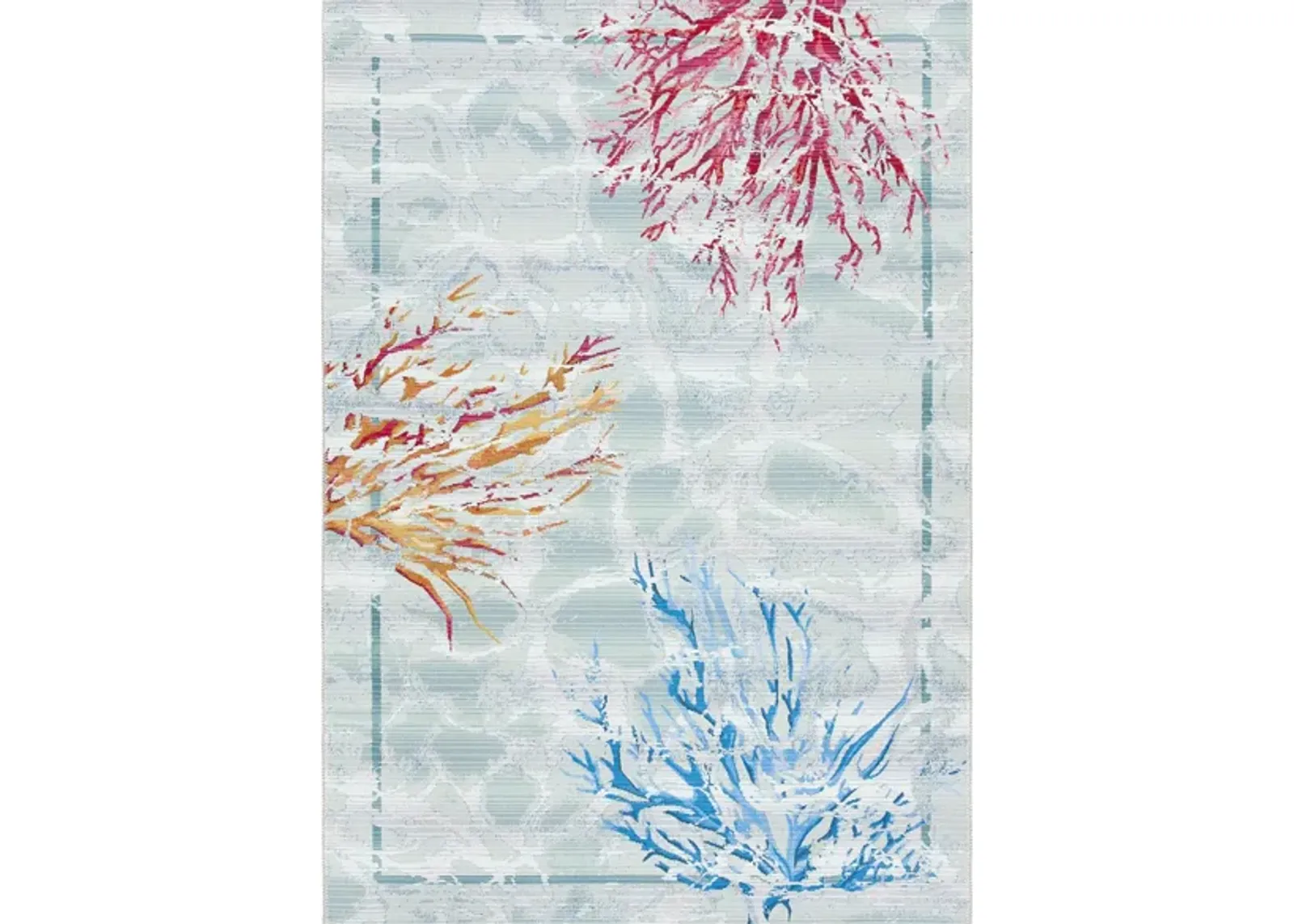 Barbados Coral Indoor/Outdoor Area Rug in Teal / White by Safavieh