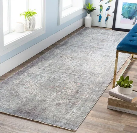 Presidential Moonstone Rug in Medium Gray, Charcoal, Ivory, Butter, Pale Blue, Bright Blue, Lime, Peach, Burnt Orange by Surya