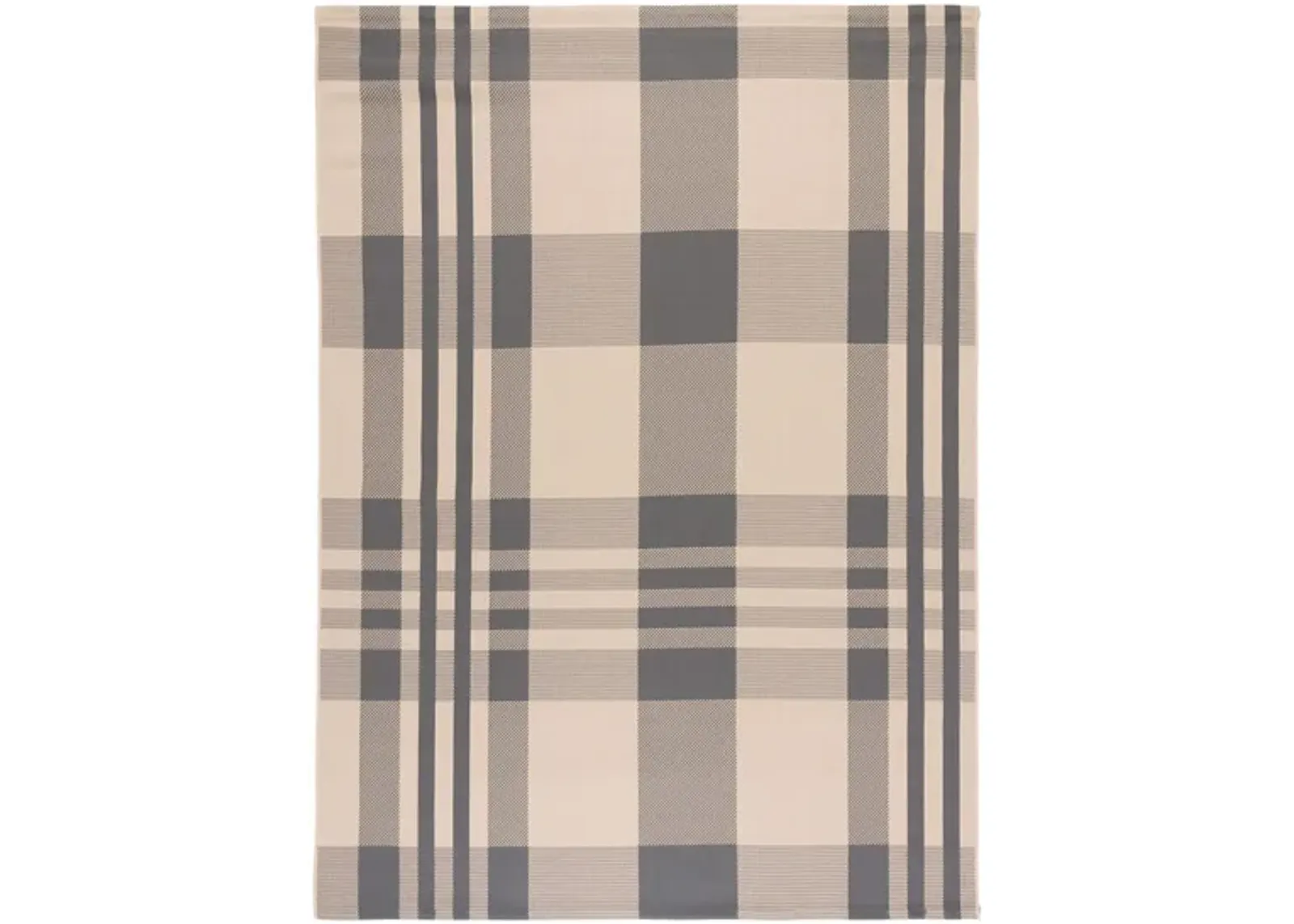 Courtyard Plaid Indoor/Outdoor Area Rug in Gray & Bone by Safavieh