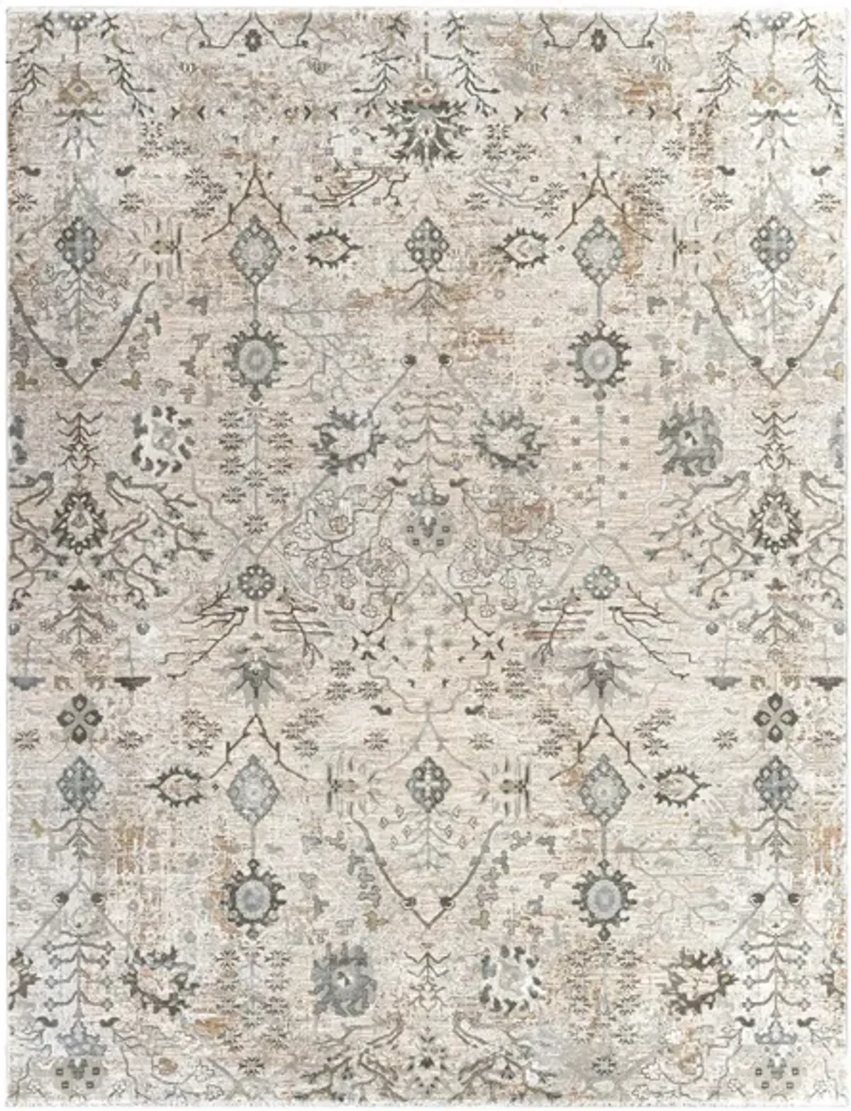 Glynn Saldea Area Rug in Ivory, Beige, Dark Green by Surya