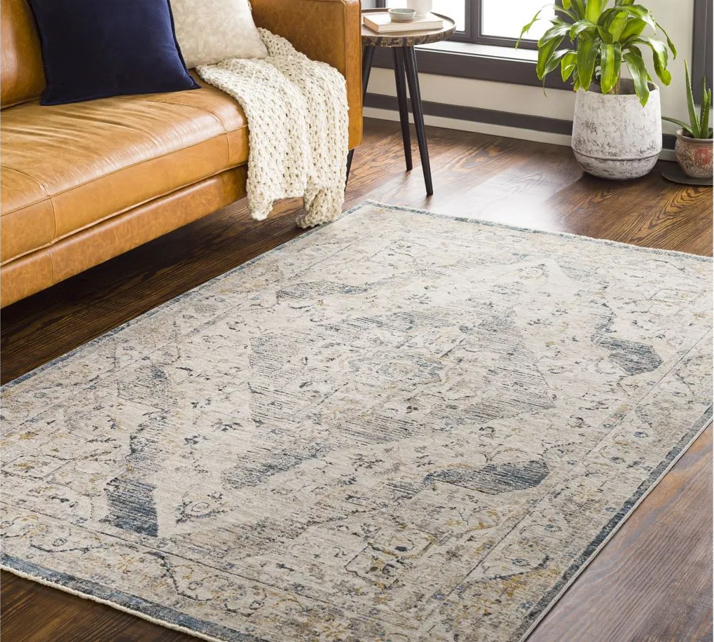 Caerdyf Goodwick Area Rug in Gray, Denim, Blue by Surya