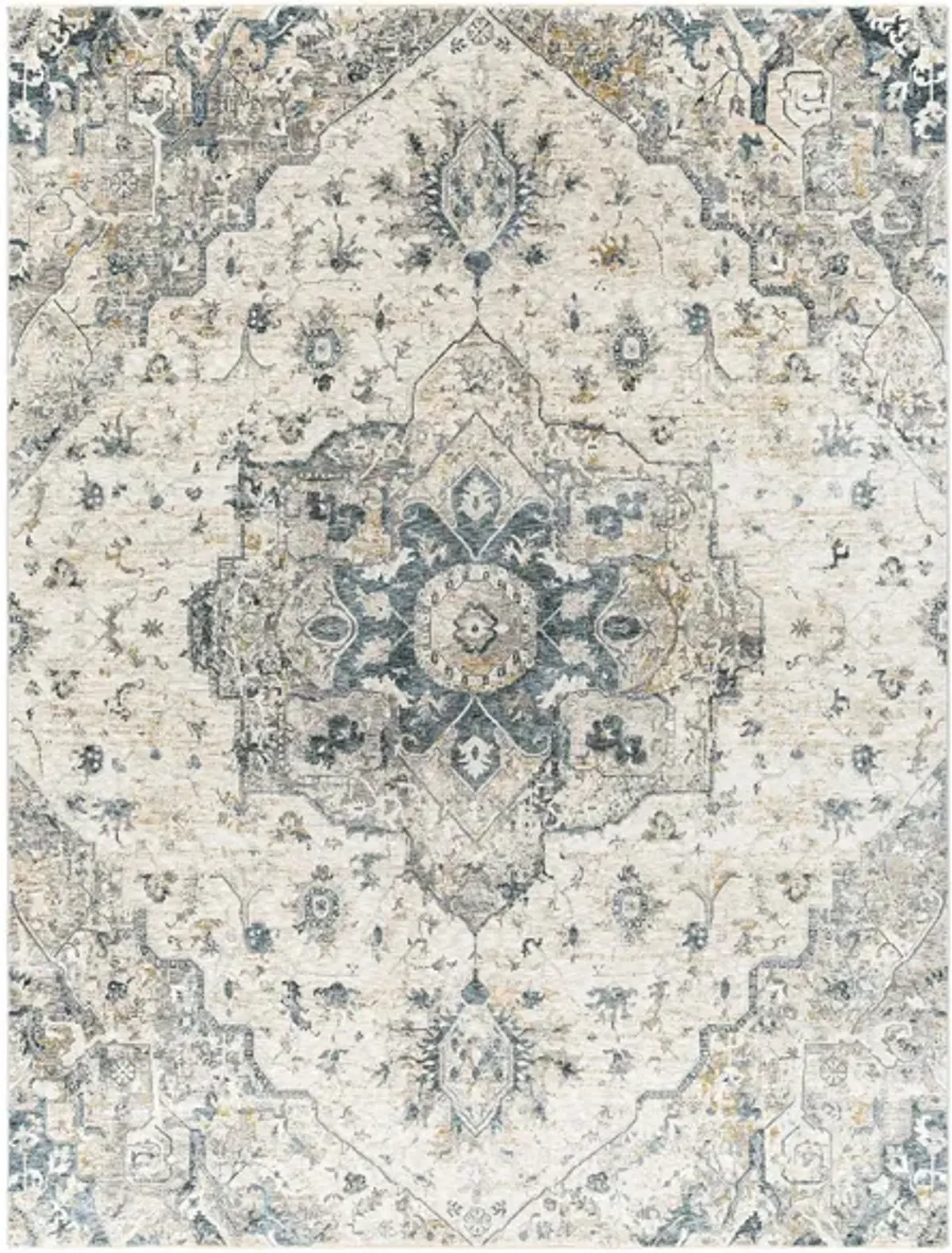 Caerdyf Shotton Area Rug in Teal, Ivory, Gray, Camel by Surya