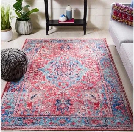 Serapi Area Rug in Light Blue & Red by Safavieh