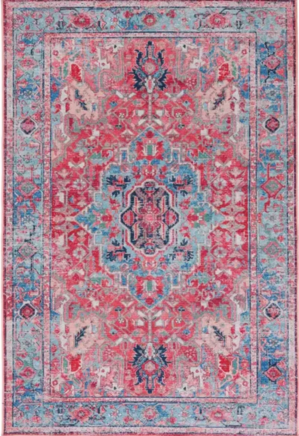 Serapi Area Rug in Light Blue & Red by Safavieh