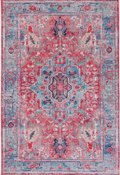 Serapi Area Rug in Light Blue & Red by Safavieh