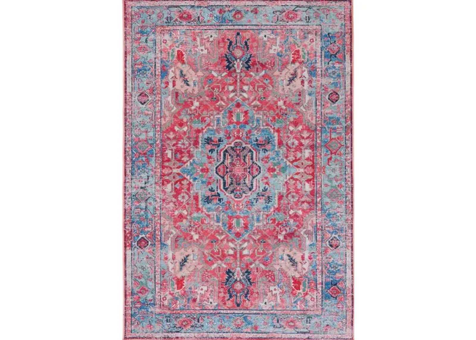 Serapi Area Rug in Light Blue & Red by Safavieh