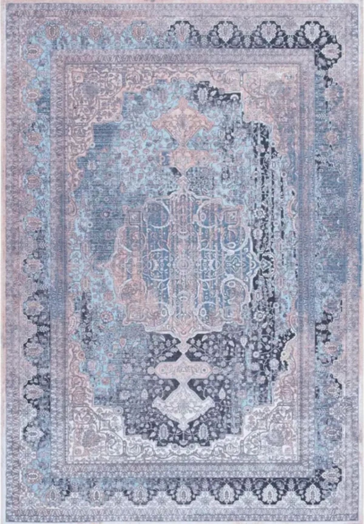 Serapi Area Rug in Ivory & Light Blue by Safavieh