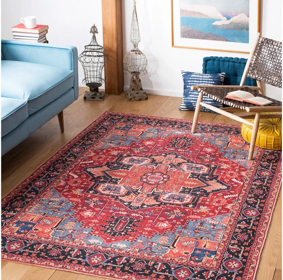 Serapi Area Rug in Red & Blue by Safavieh