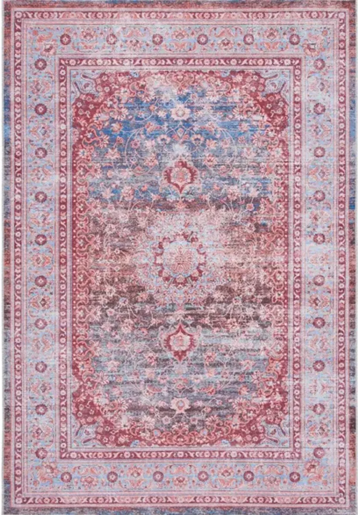 Serapi Area Rug in Light Blue & Red by Safavieh