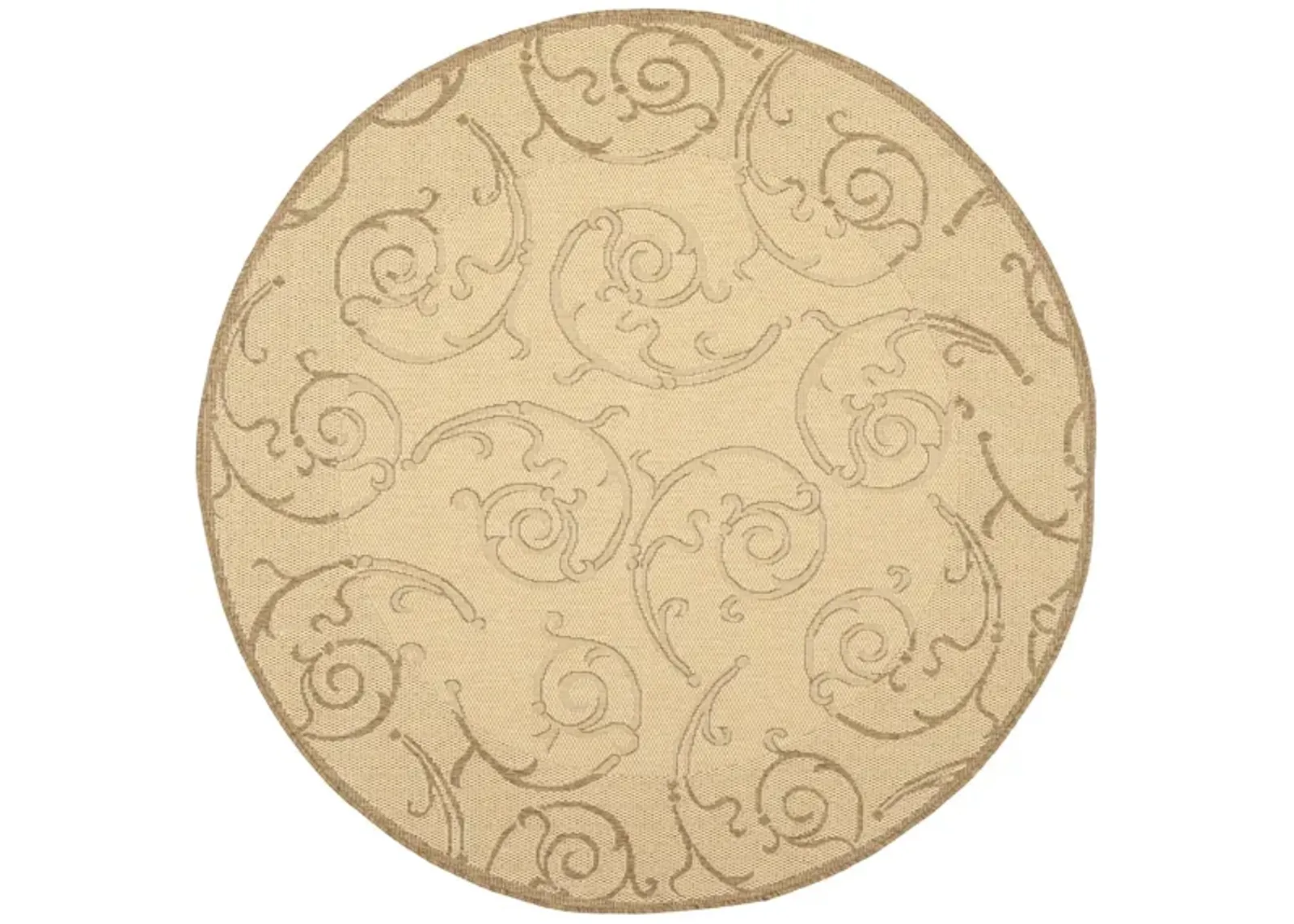 Courtyard Home Indoor/Outdoor Area Rug Round in Natural & Brown by Safavieh