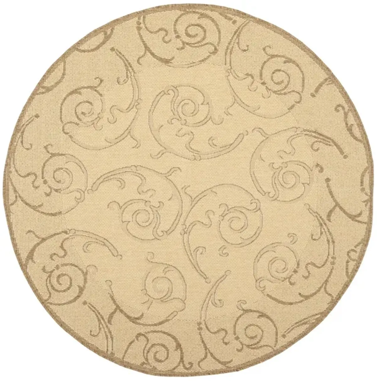 Courtyard Home Indoor/Outdoor Area Rug Round in Natural & Brown by Safavieh